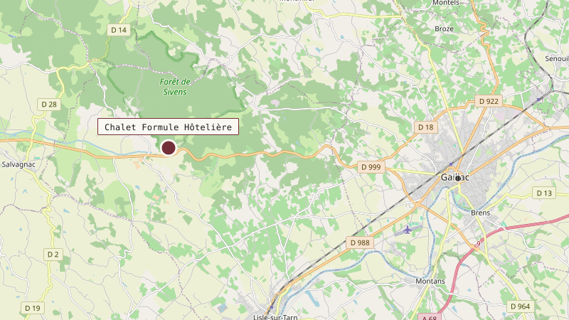 Carte situant Chalet Formule Hôtelière à 11 km au ouest de Gaillac