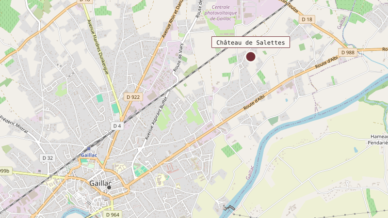 Mapa que sitúa Château de Salettes a 3 km noreste de Gaillac