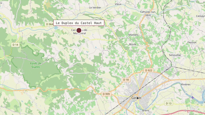 Carte situant Le Duplex du Castel Haut à 10 km au nord-ouest de Gaillac