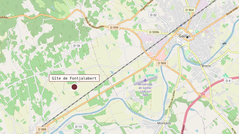 Carte situant Gîte de Fontjalabert à 6 km au sud-ouest de Gaillac