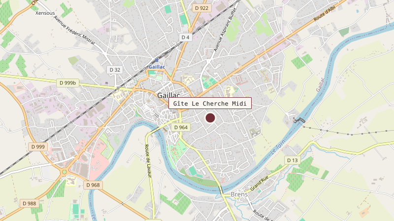 Carte situant Gîte Le Cherche Midi à 1 km au sud-est de Gaillac