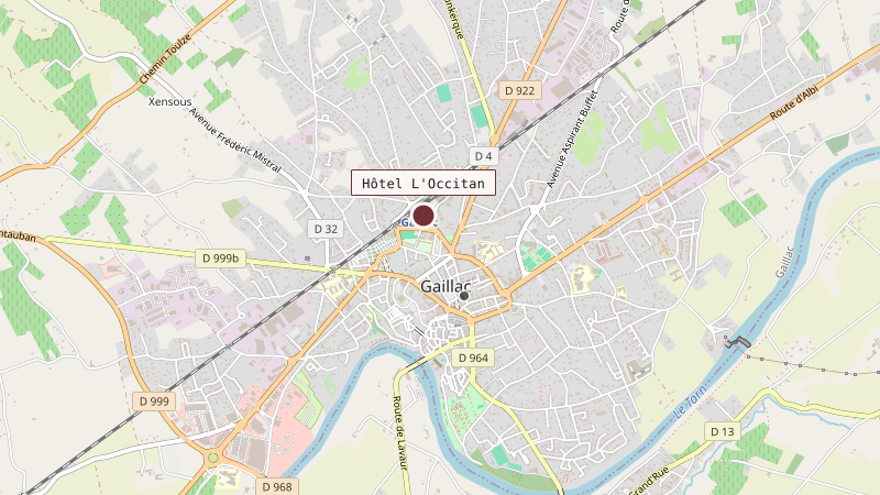 Carte situant Hôtel L'Occitan à 1 km au nord-ouest de Gaillac