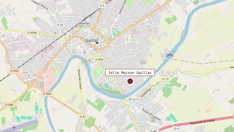 Carte situant Jolie Maison Gaillac à 1 km au sud-est de Gaillac