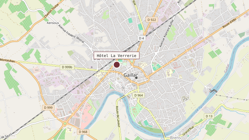Carte situant Hôtel La Verrerie à 1 km au nord-ouest de Gaillac