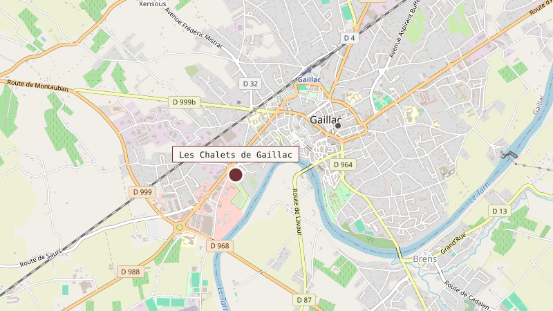 Carte situant Les Chalets de Gaillac à 1 km au sud-ouest de Gaillac