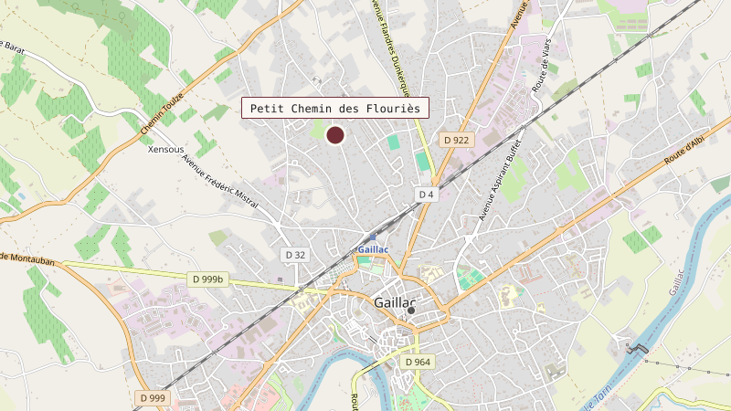 Mapa que sitúa Petit Chemin des Flouriès a 1 km noroeste de Gaillac