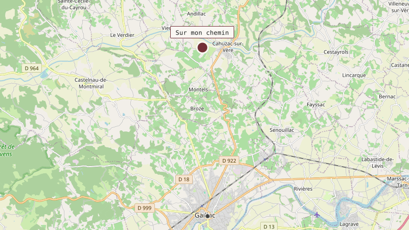 Carte situant Sur mon chemin à 9 km au nord de Gaillac