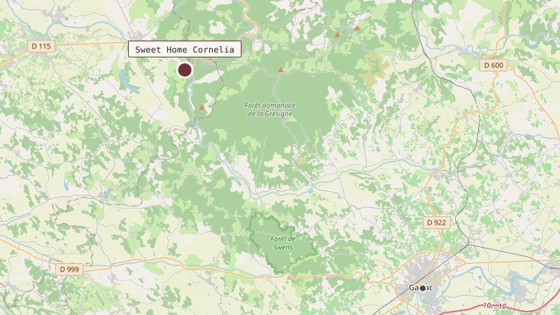 Carte situant Sweet Home Cornelia à 25 km au nord-ouest de Gaillac